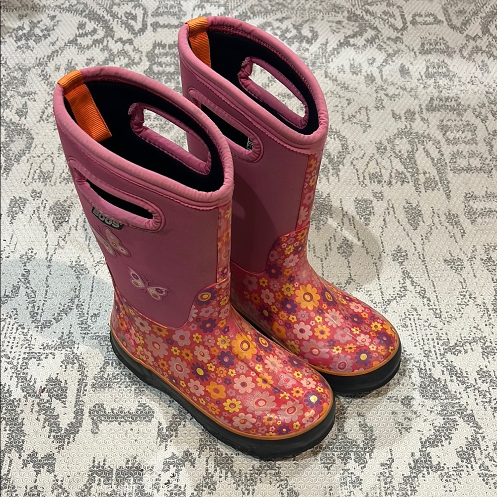 Kids Pink Floral Boots